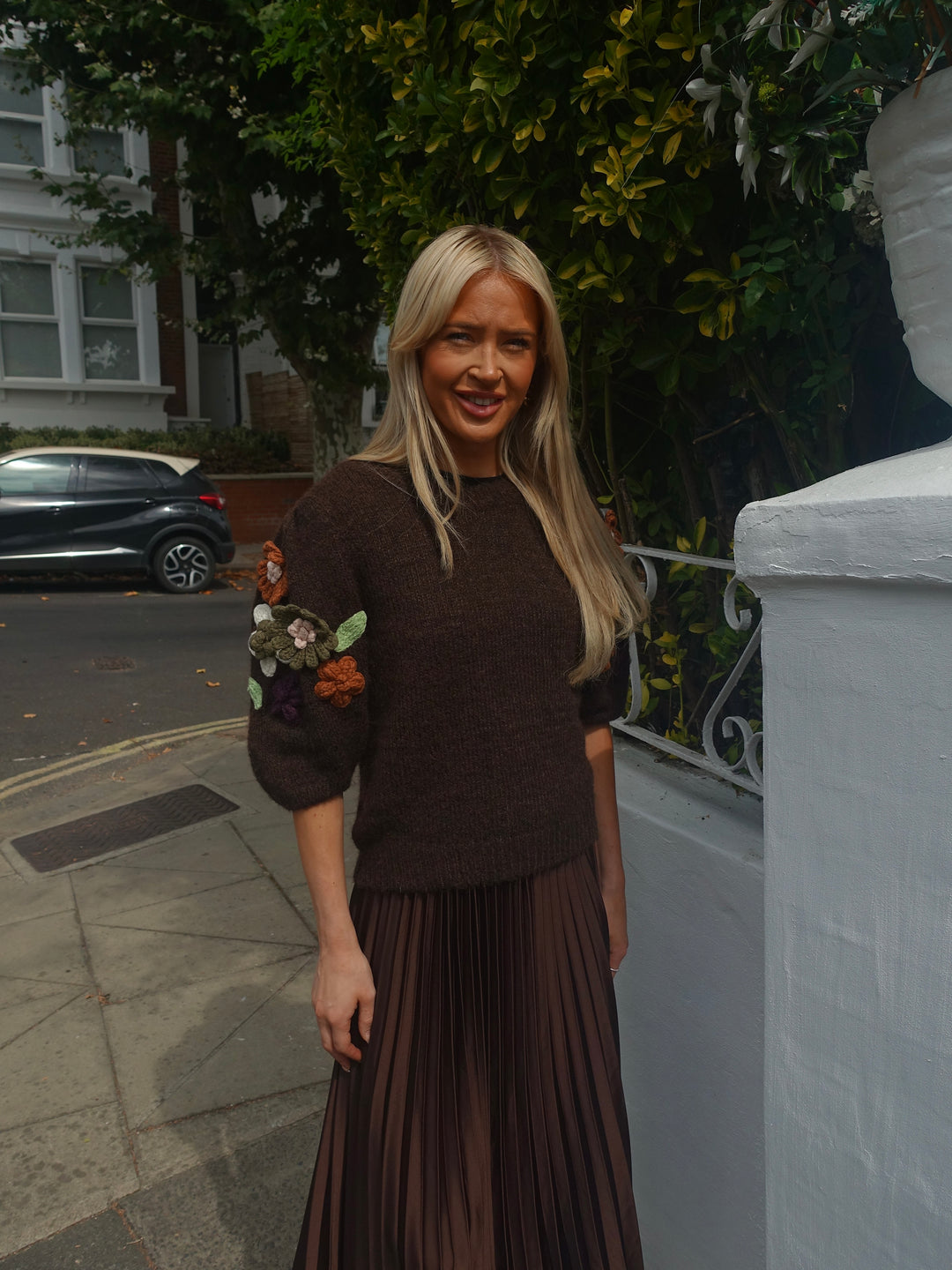 Ebony Floral Knit - Chocolate