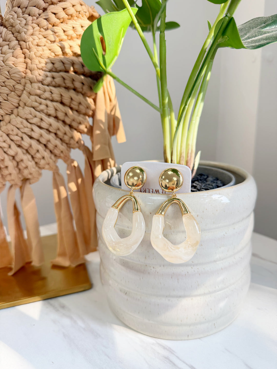 Semolina Earrings - Cream & Gold