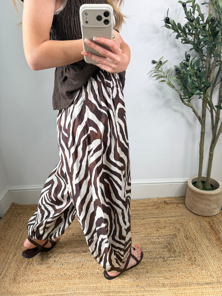 Zebra Balloon Trousers - Chocolate