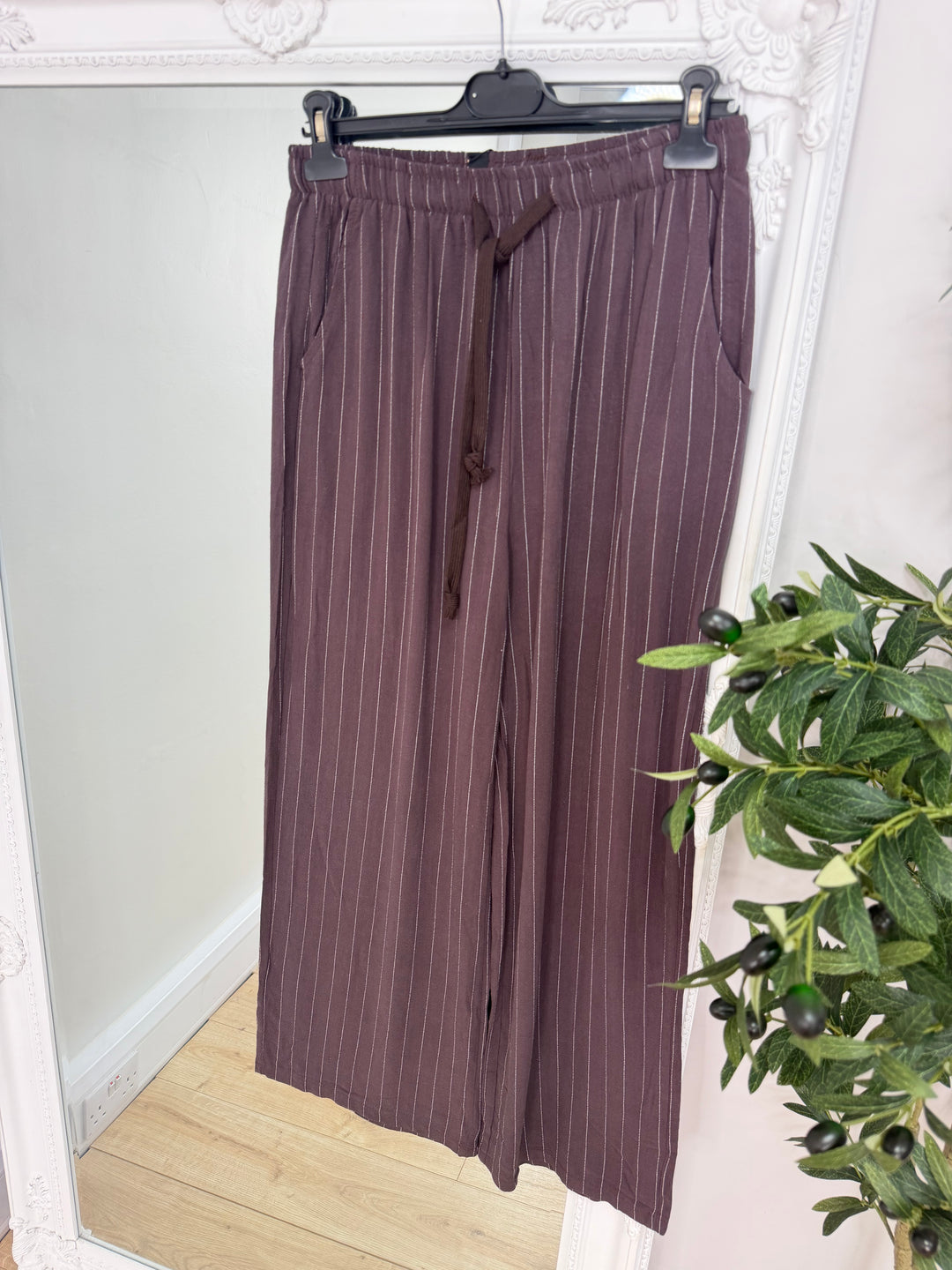 Cindy Linen Pinstripe Trousers
