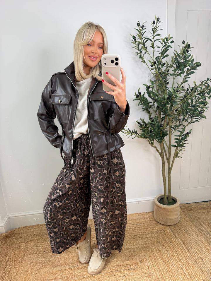 Scarlet PU Jacket - Chocolate
