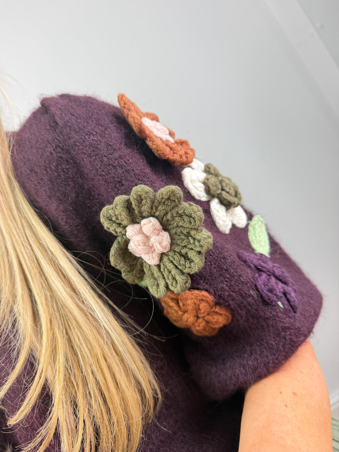 Ebony Floral Knit - Plum