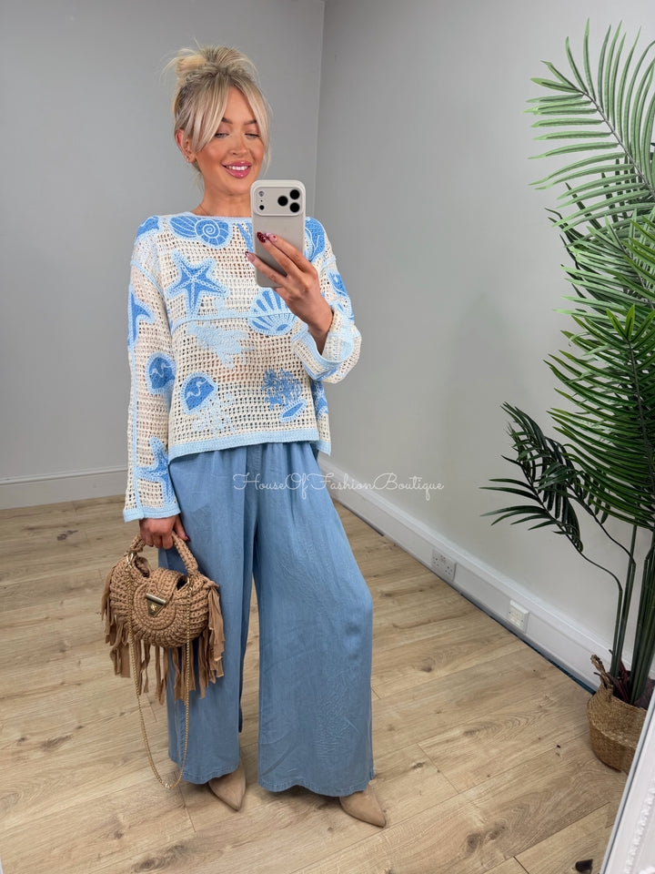 Starfish Crochet Top - Baby Blue
