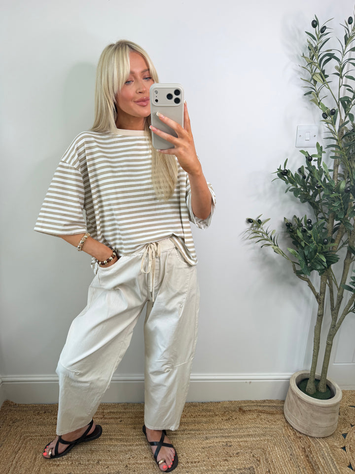 Vincent Stripe Tshirt - Beige