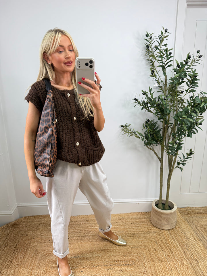 Nyla Knitted Tank Top - Chocolate