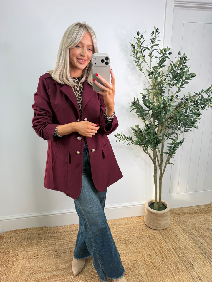 Military Blazer - Burgundy