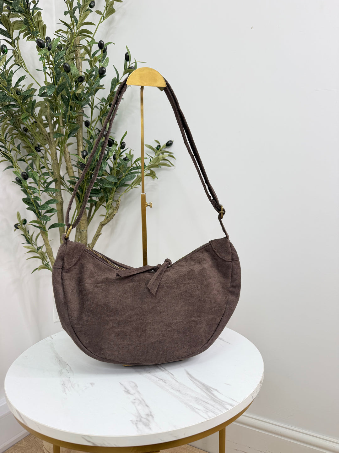 Faux Suede Sling - Chocolate
