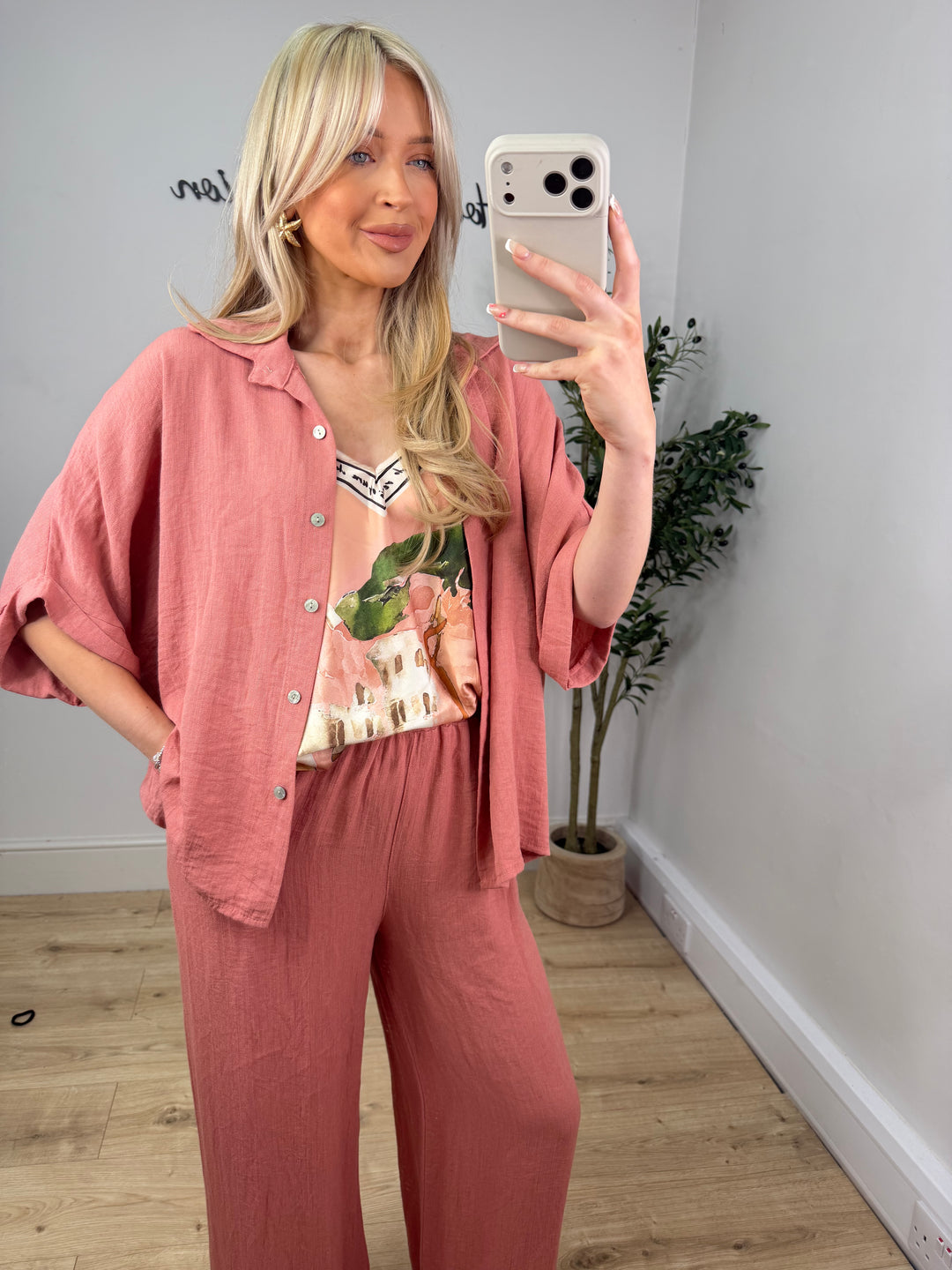 Etta Button Shirt - Muted Peach