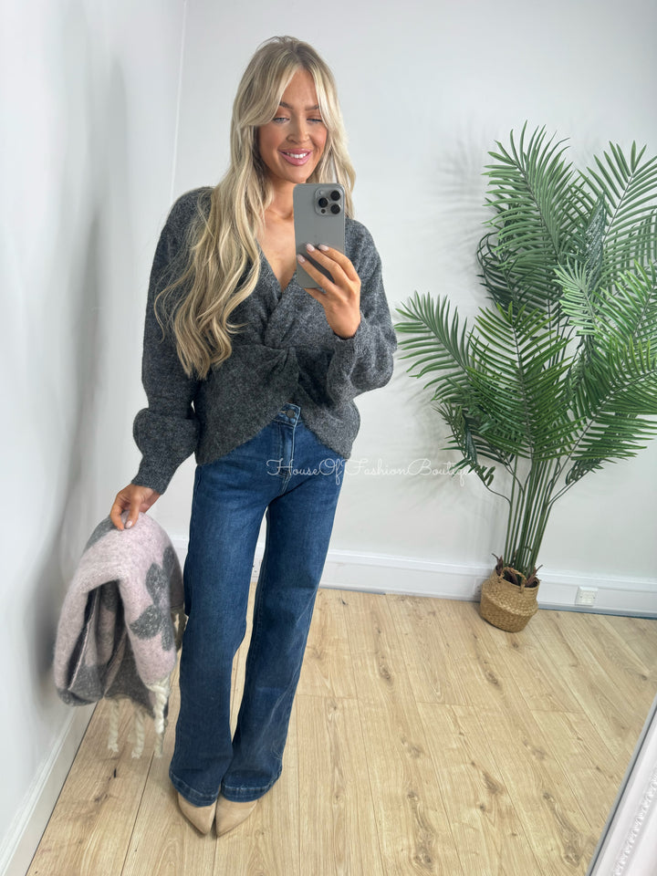 Bettie Knot Knit - Charcoal