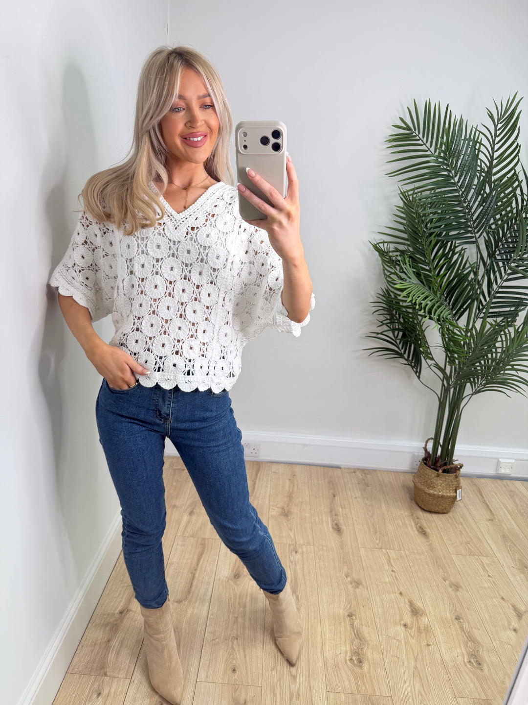 Lydia Crochet Top - White