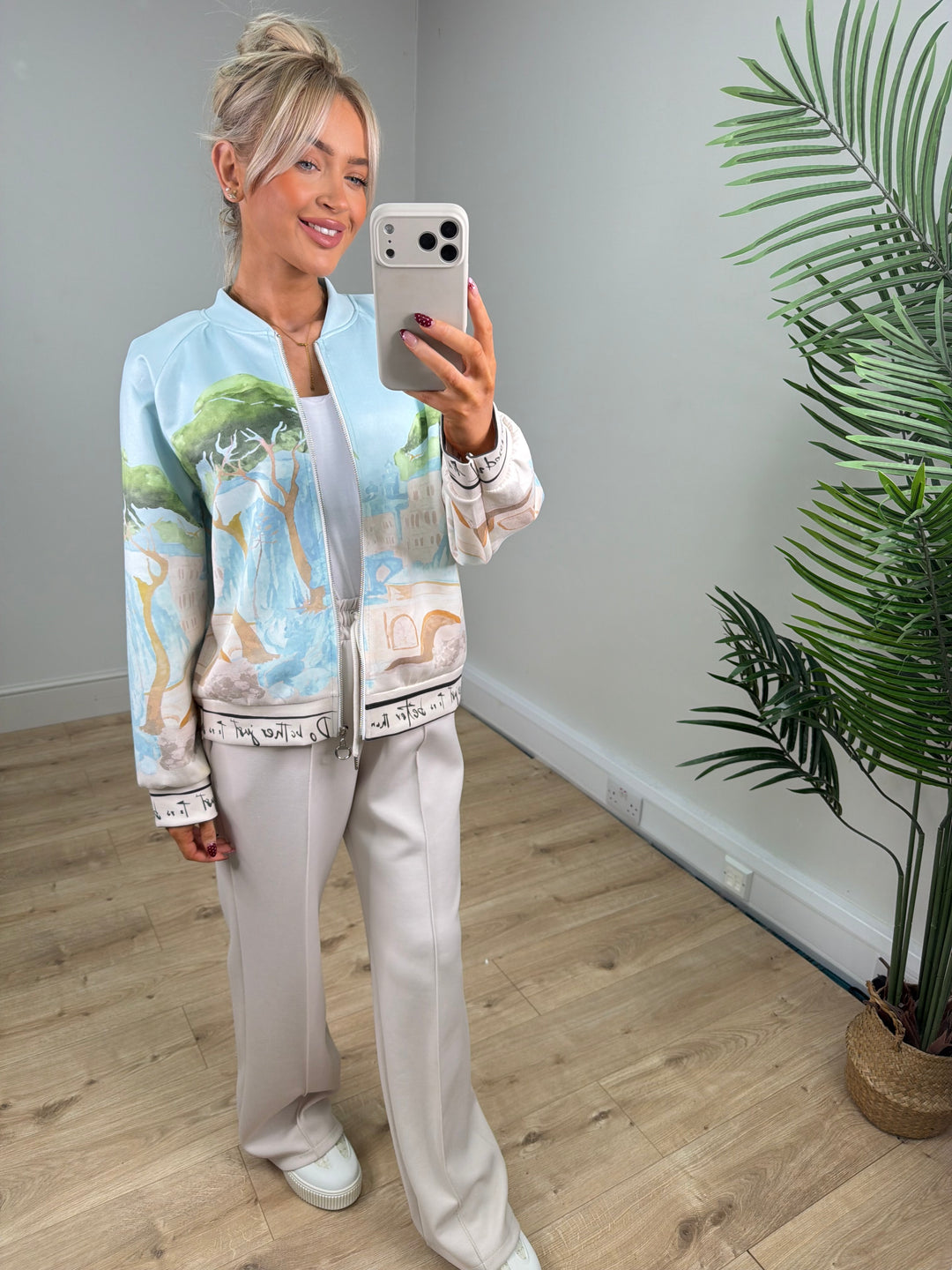 Cora Faux Suede Bomber - Baby Blue