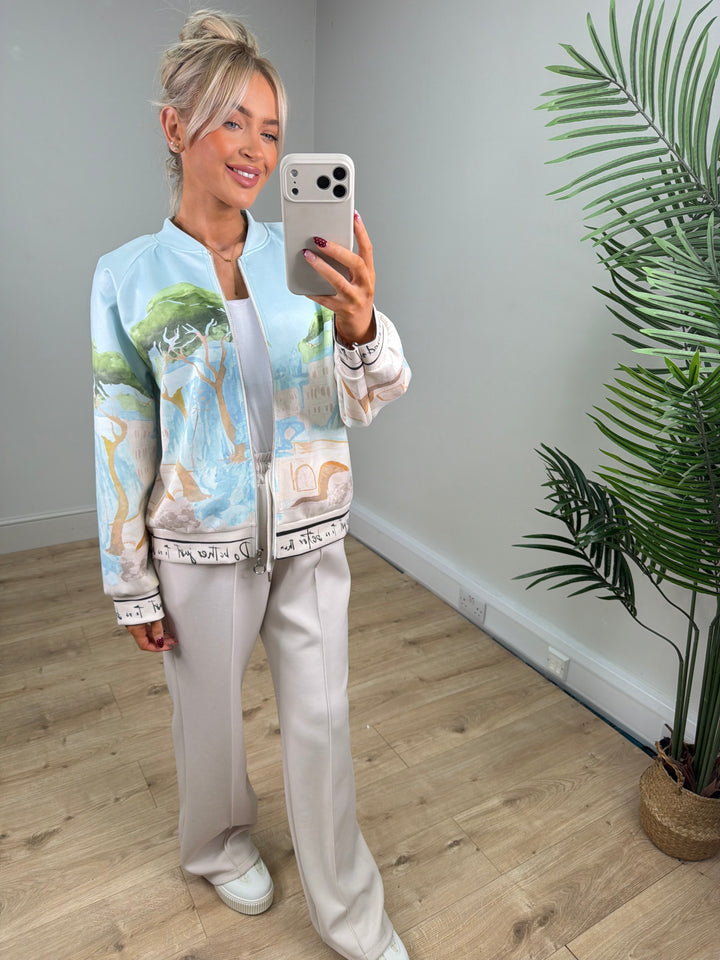 Cora Faux Suede Bomber - Baby Blue