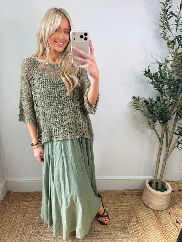 Poppy Popcorn Top - Pale Khaki