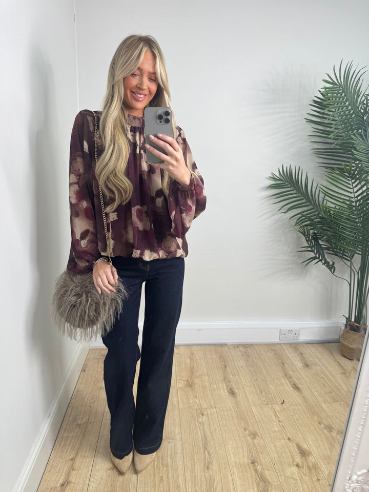 Jenny Bubble Hem Top - Plum