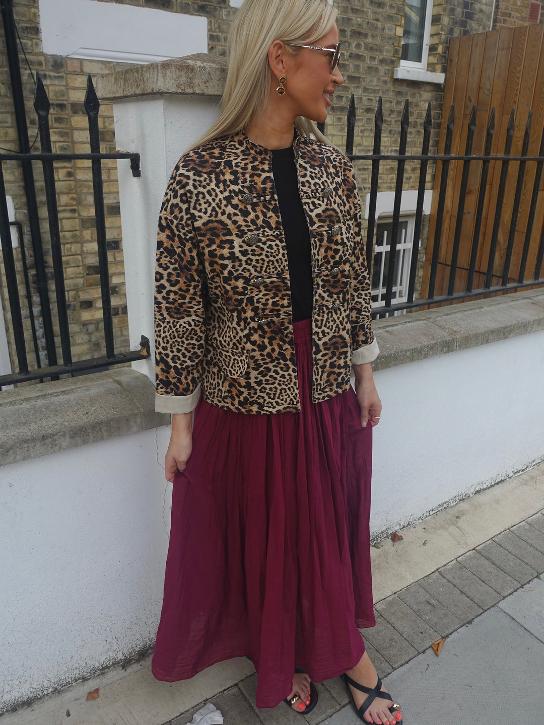 Leopard Military Jacket - Tan