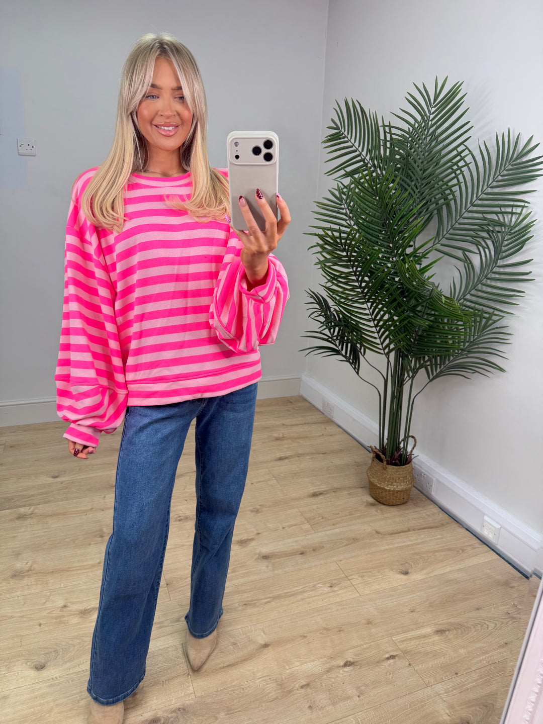 Alexa Stripey Sweatshirt - Hot Pink & Baby Pink
