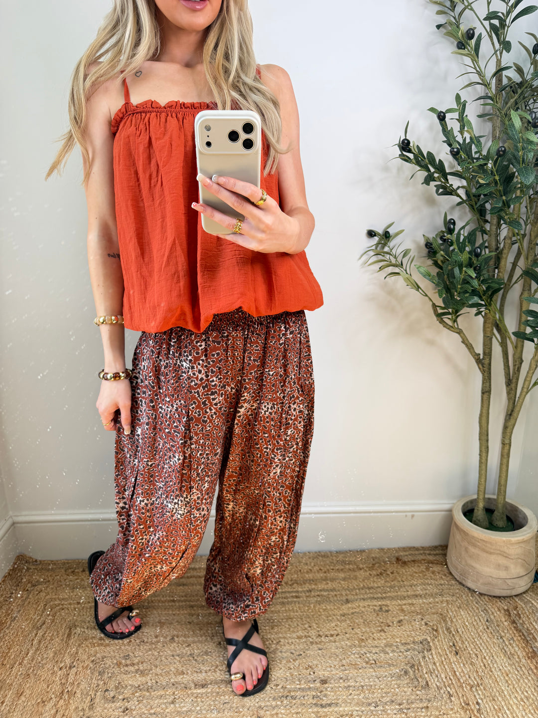 Nancie Leopard Genie Pants