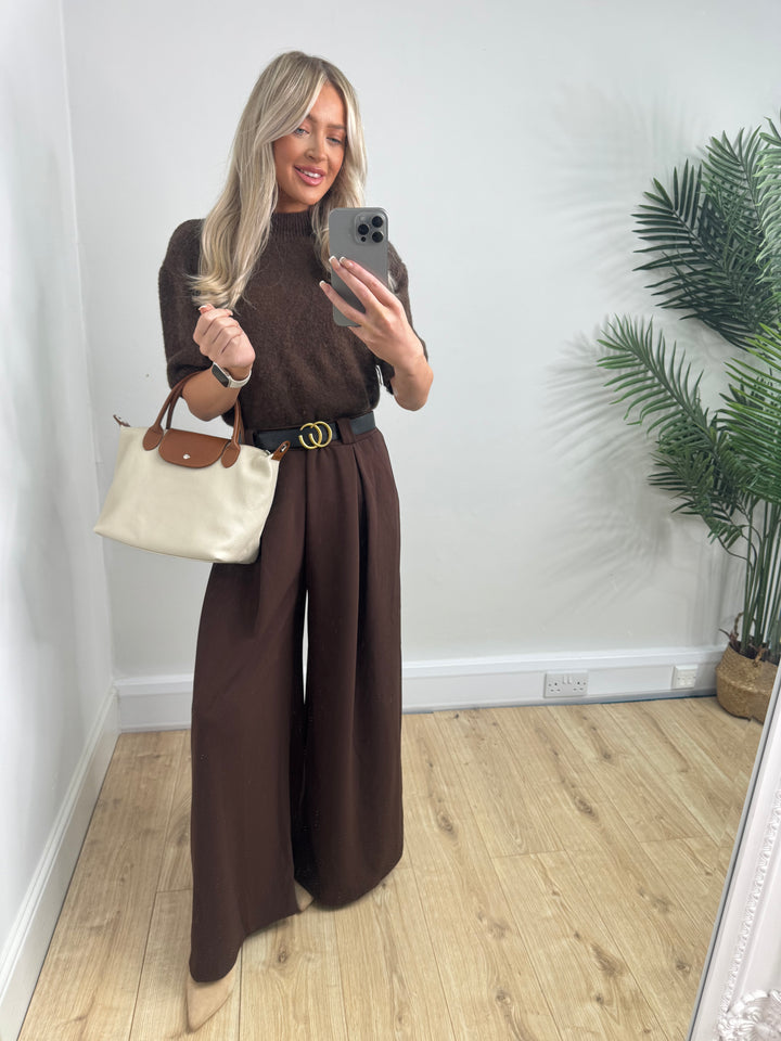 GG Belted Trousers - Chocolate
