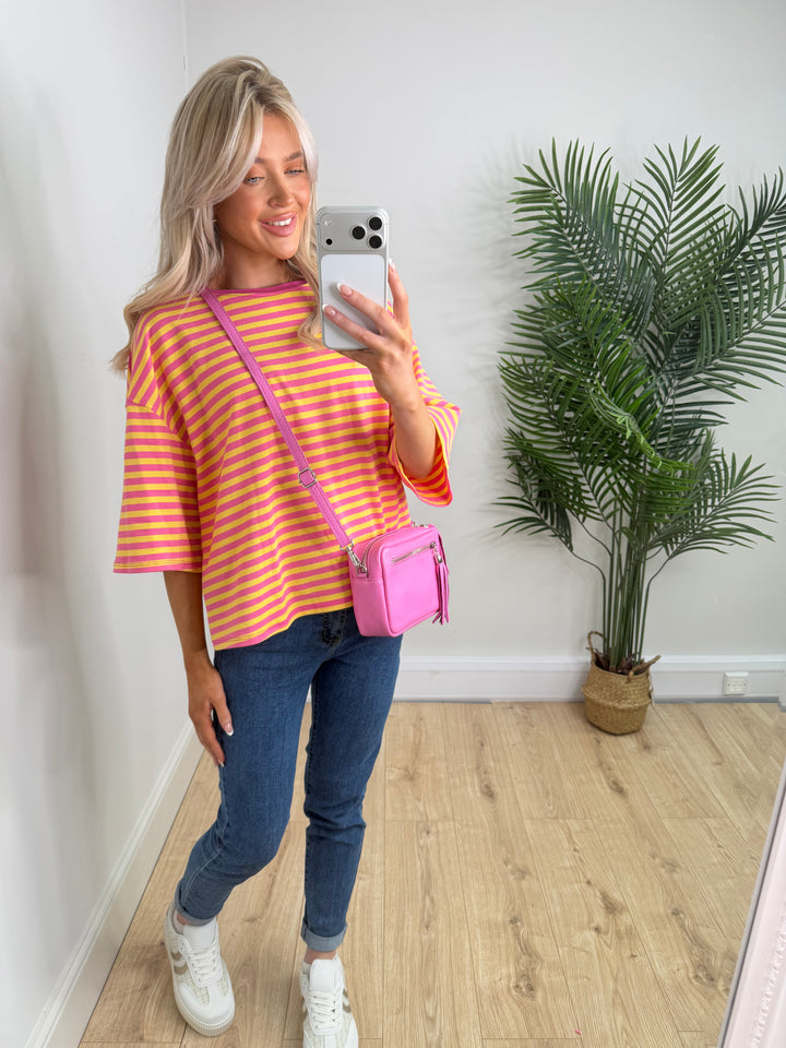 Stripe Tee - Lemon & Pink