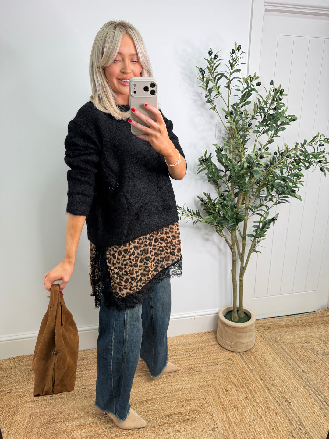 Nancie Leopard Knit - Black