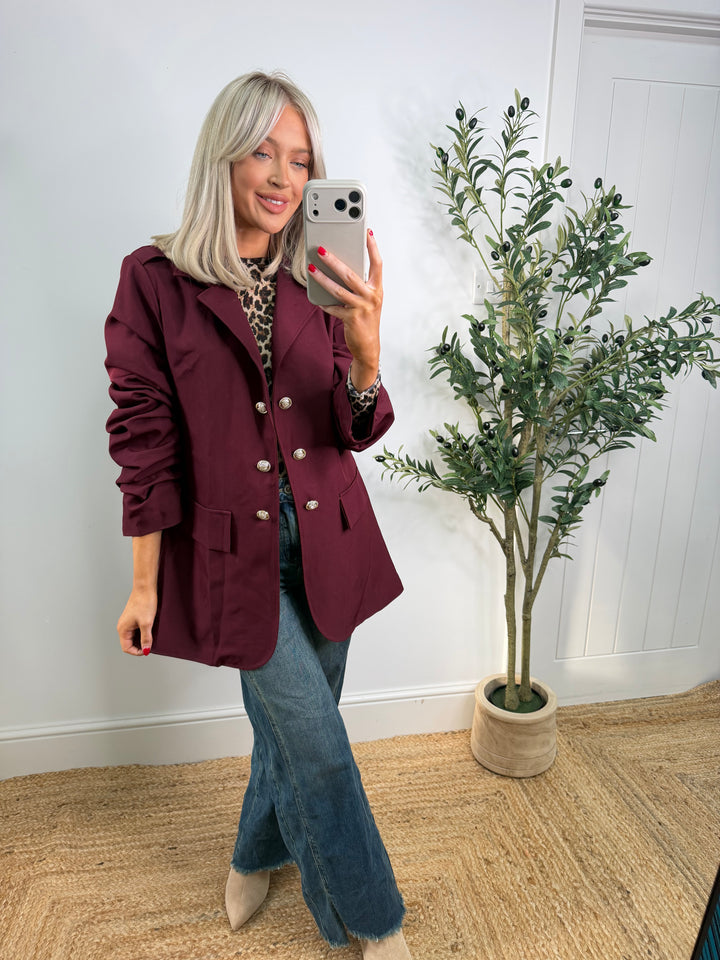 Military Blazer - Burgundy