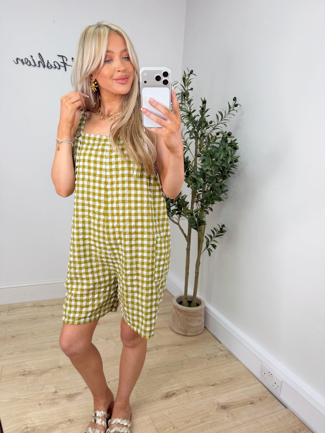 Jennie Gingham Dungs - Lime