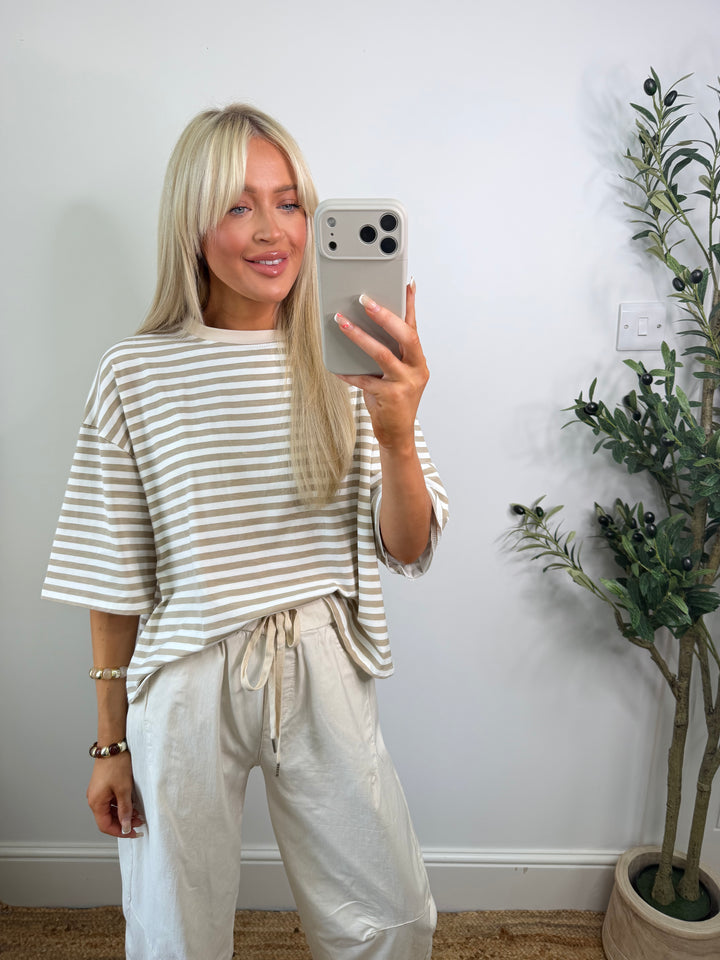 Vincent Stripe Tshirt - Beige