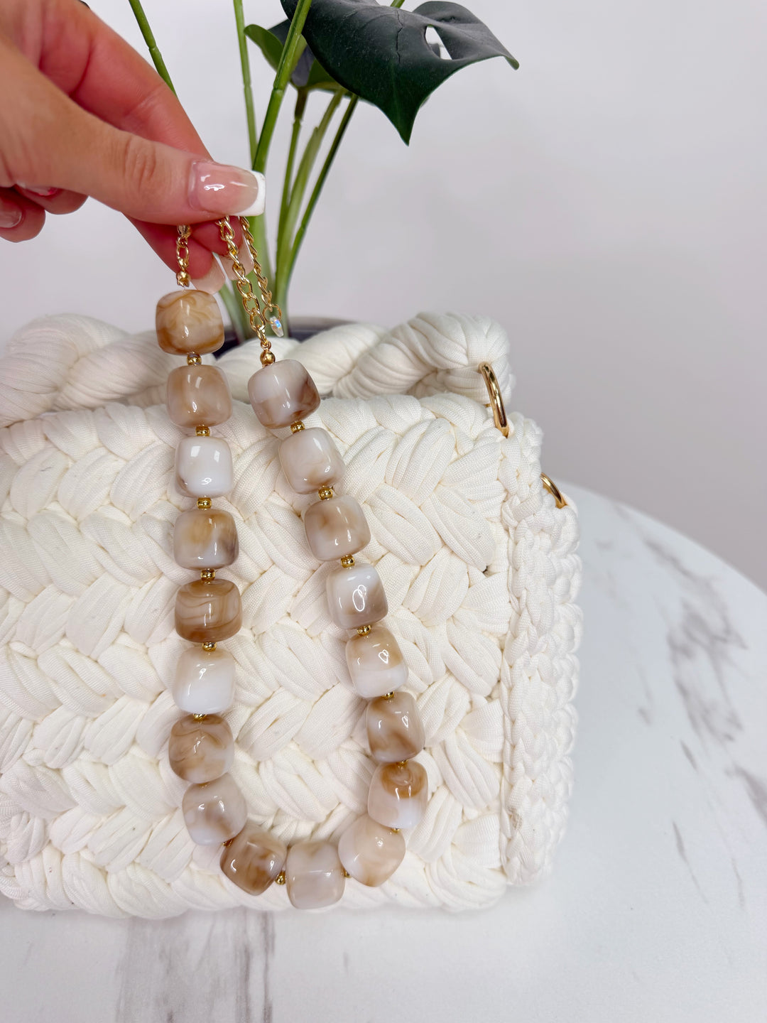 Beaded Necklace - Beige