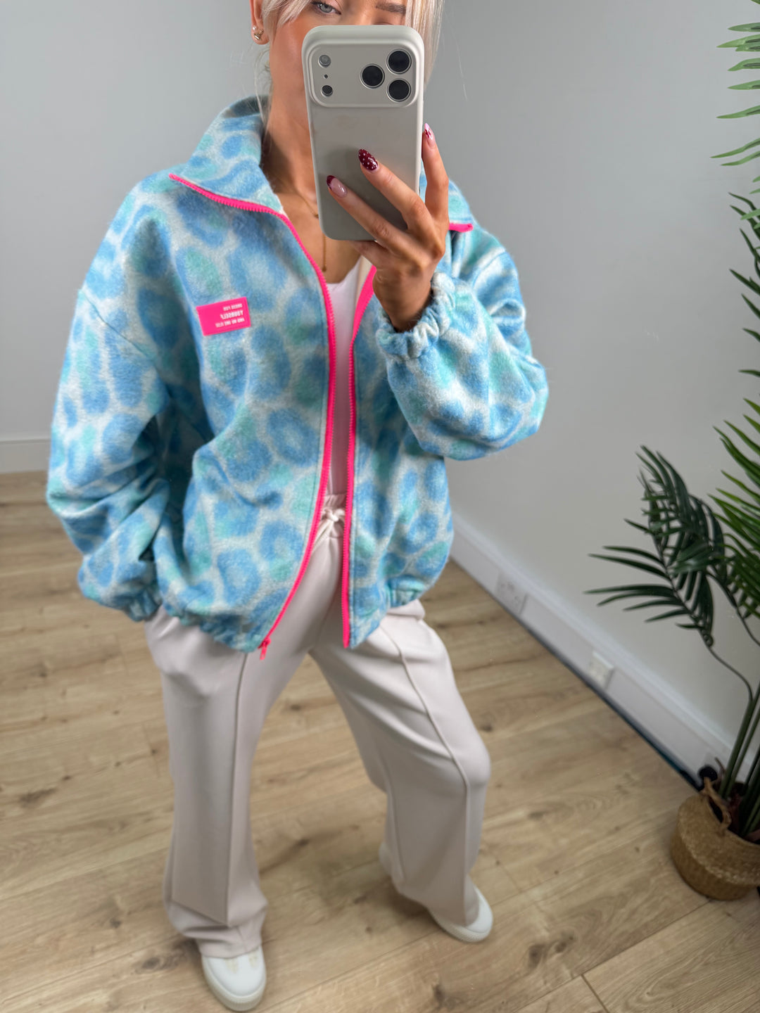 Arabella Leopard Jacket - Baby blue