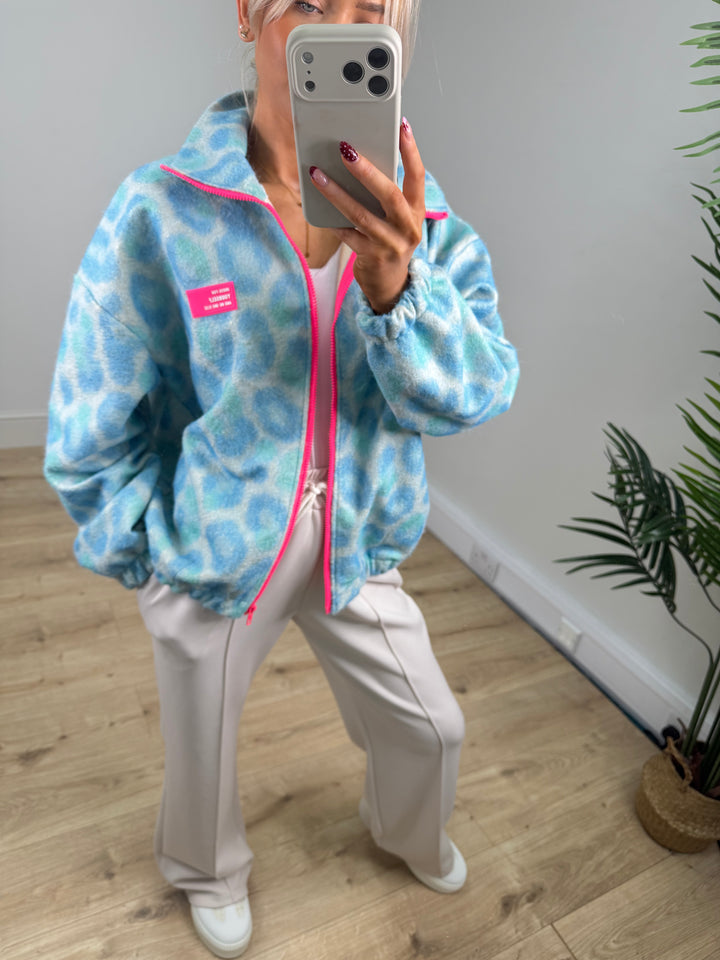 Arabella Leopard Jacket - Baby blue