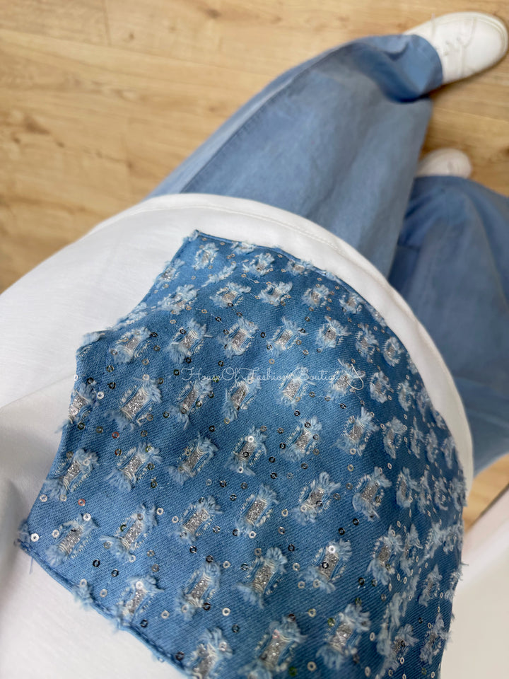 Skye Denim Hoodie - White