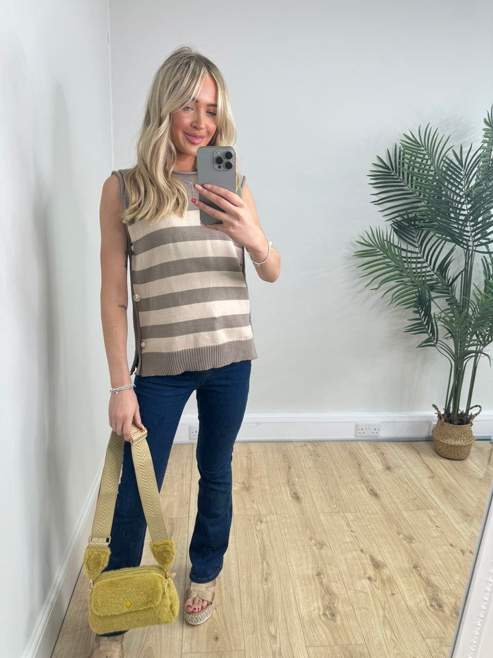 Mava Stripe Tank Top - Mocha