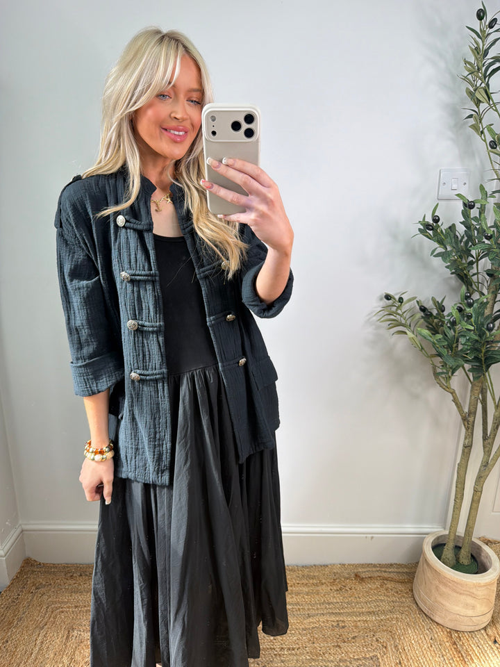 Cheesecloth Military Jacket - Black