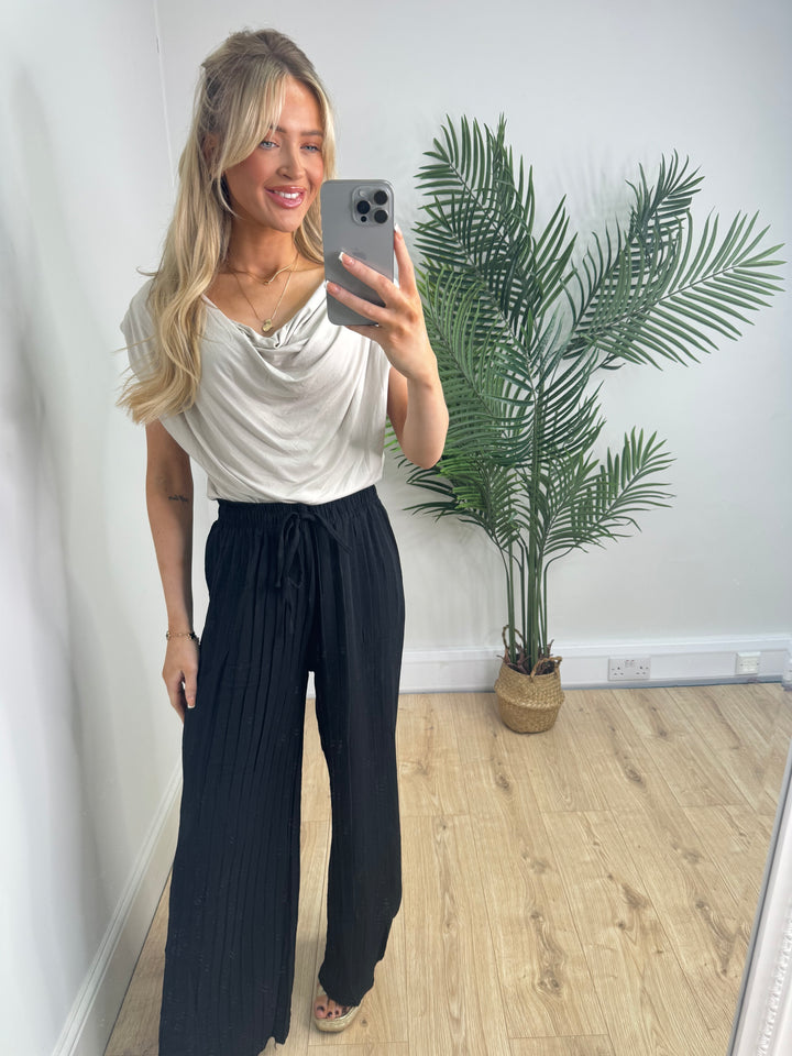 Lisa Cowl Neck Top - Beige