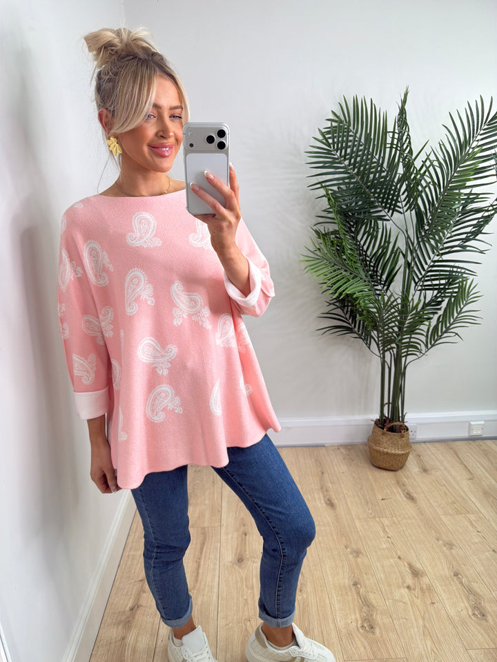 Paisley Knit - Peachy Pink
