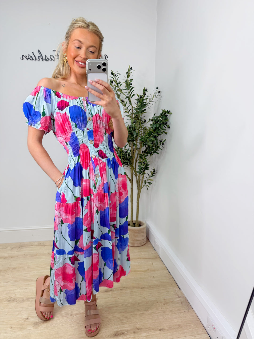 Danielle Dress - Pink & Blue