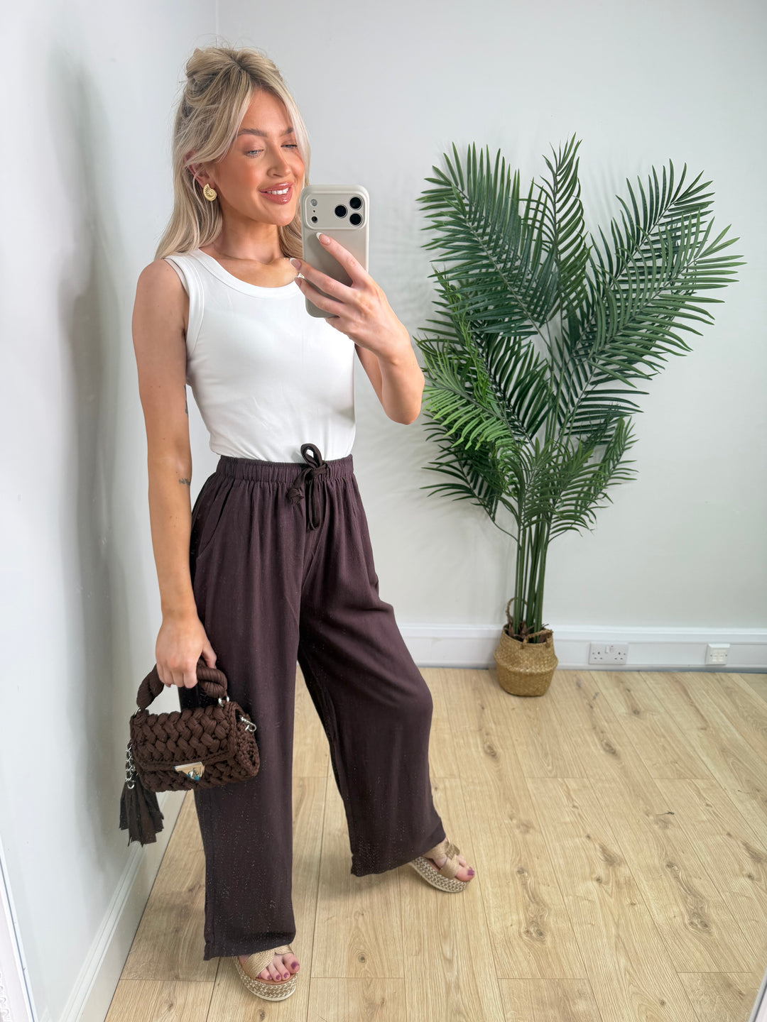 Cindy Linen Trousers - Chocolate