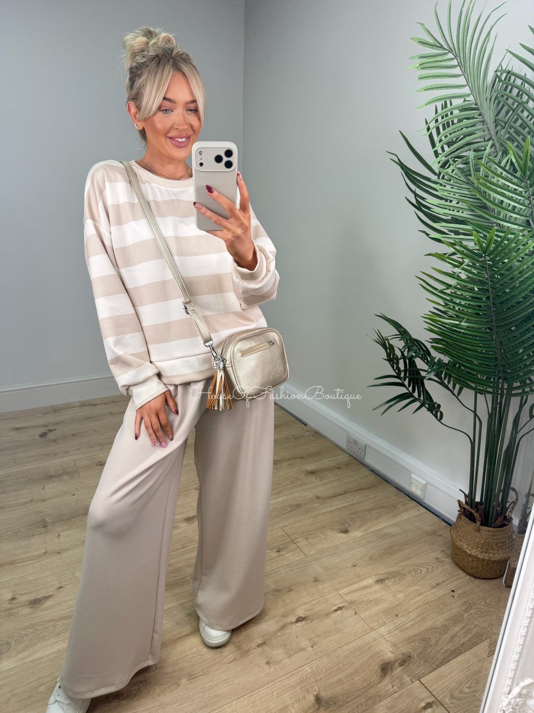 Maria Stripe Two Piece - Beige