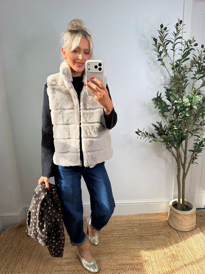Veronica Faux Fur Gillet - Cream