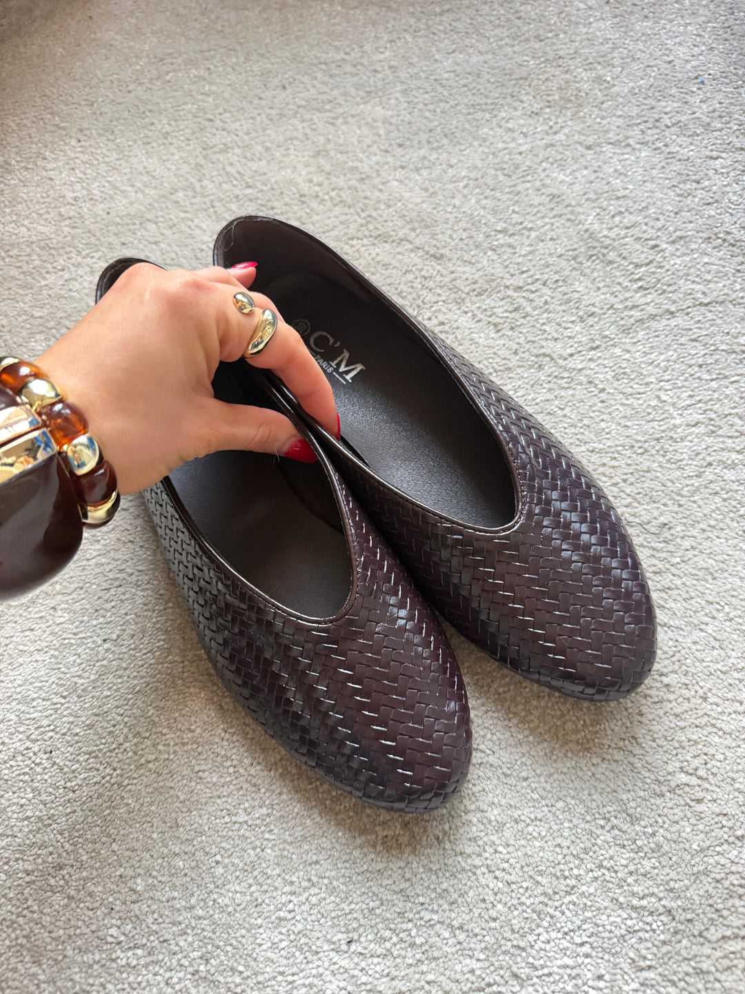 Lila PU Ballet Pumps - Brown