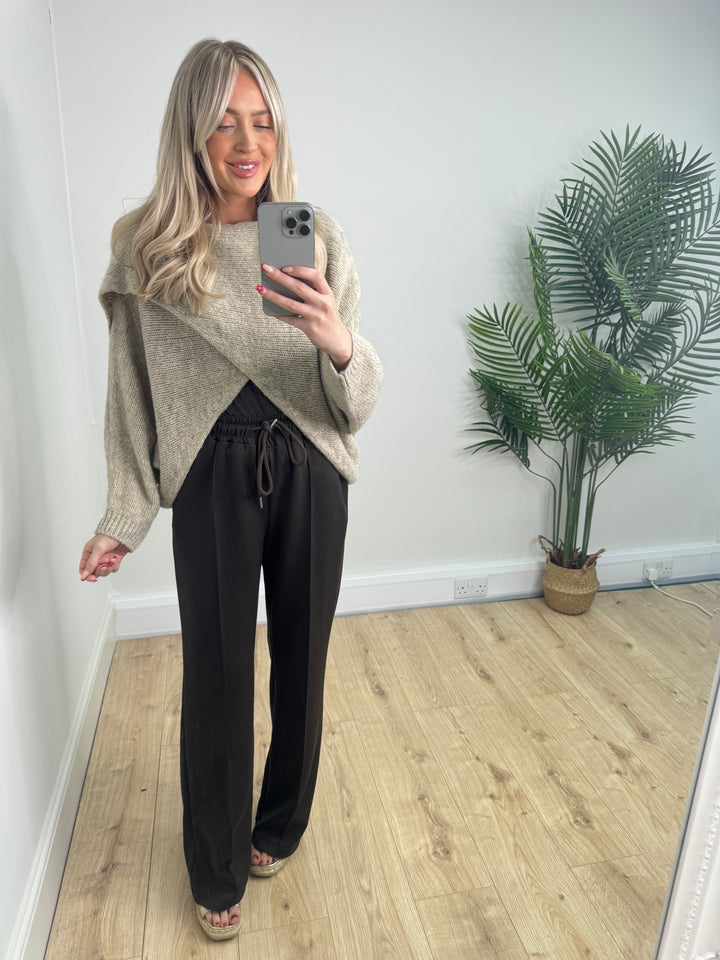 Ava Cross Over Knit - Beige
