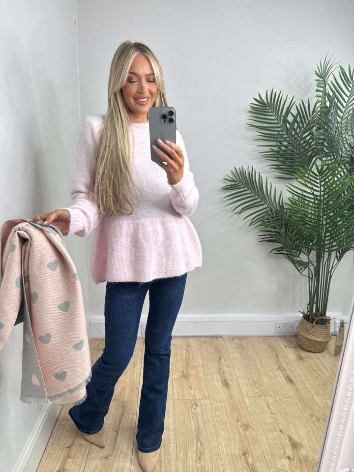 Bianca Peplum Knit - Baby Pink