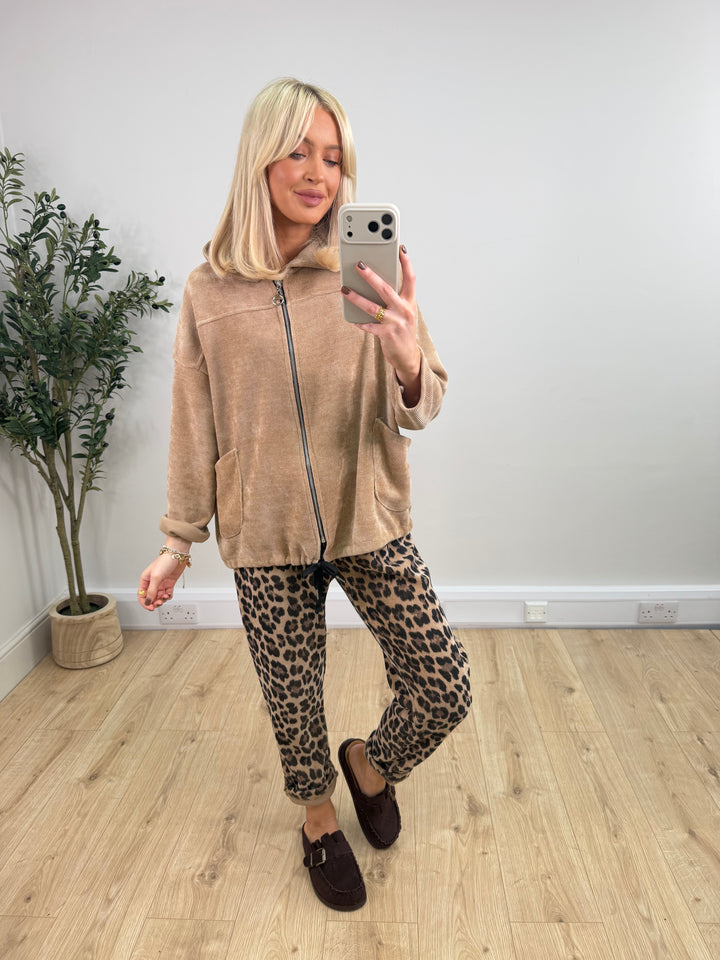 Lacie Chenille Zip Jacket - Tan