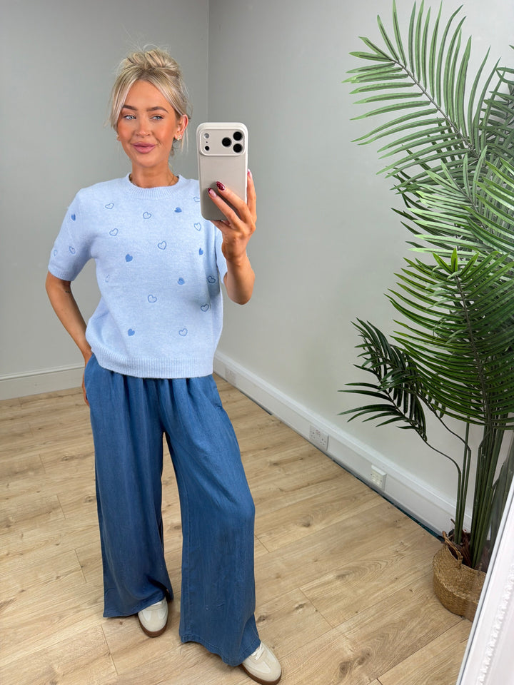Sienna Heart Knit - Baby Blue