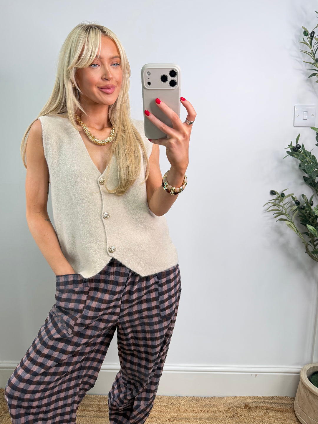 Kara Button Top - Cream
