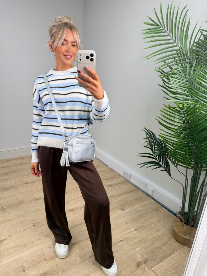 Melanie Knit - Blue & Chocolate