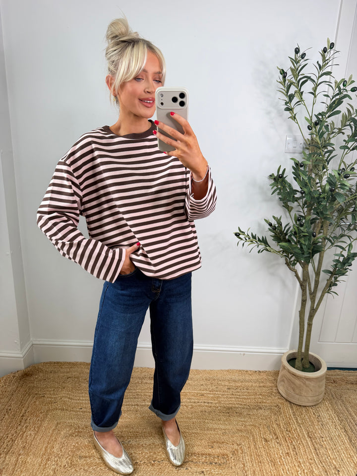 Gracie Sweatshirt - Pink & Chocolate