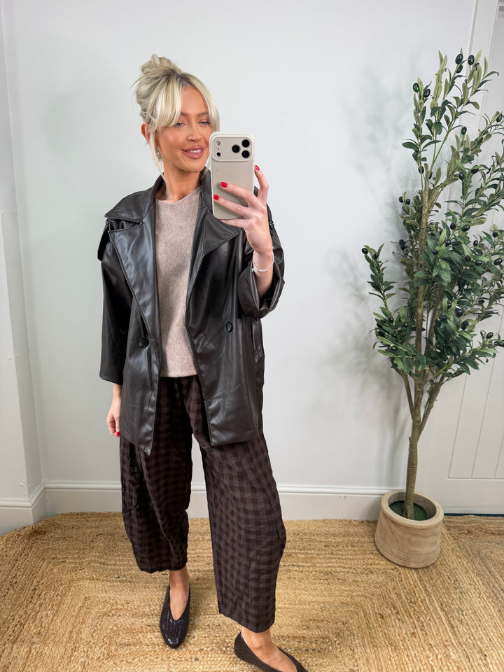 Carlie PU Trench - Chocolate
