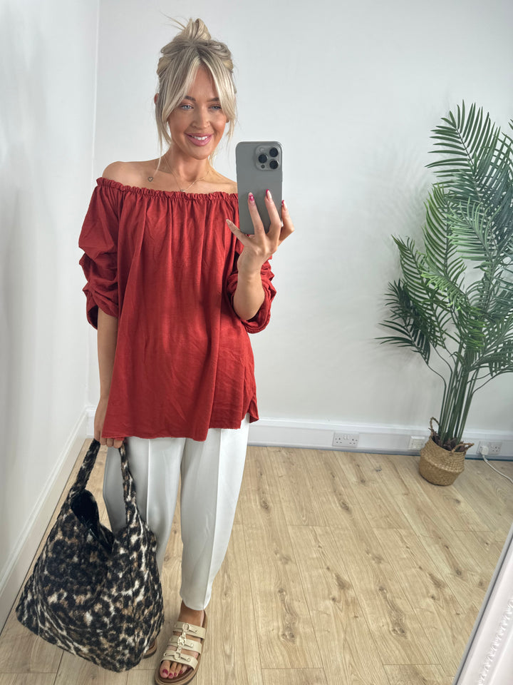 Elana Bardot Top - Rust