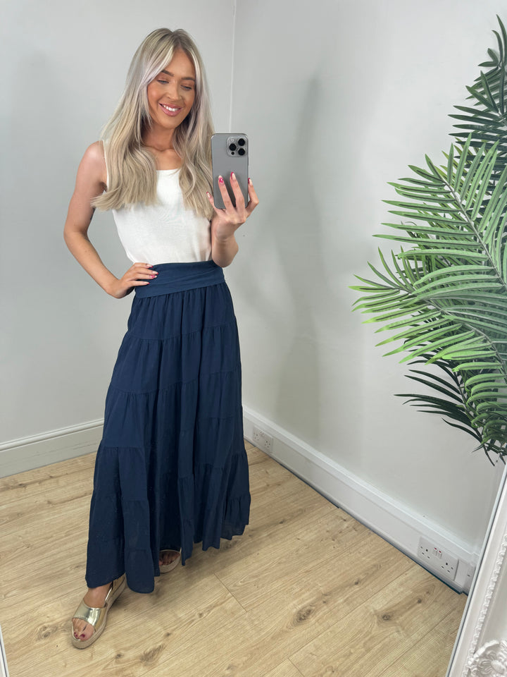 Indiah Tierred Skirt - Navy